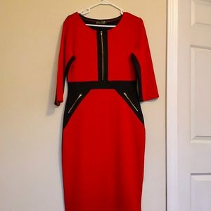 Stanzino Red Zip-Front Sheath Dress